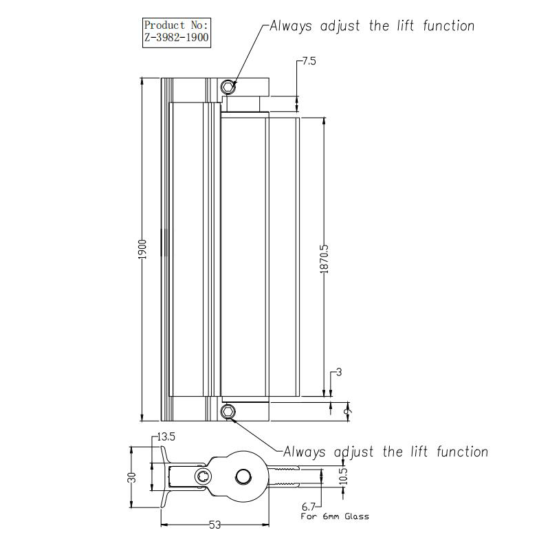 Aluminum Lift Door Shower Hinge-3982 - Image 3