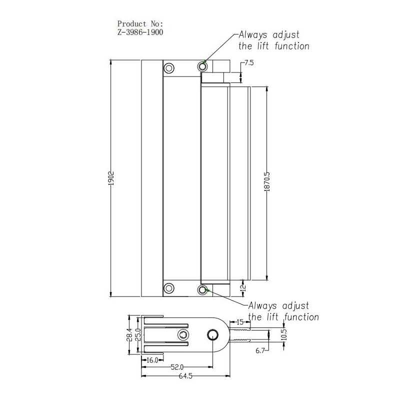Aluminum Lift Door Shower Hinge-3986 - Image 3