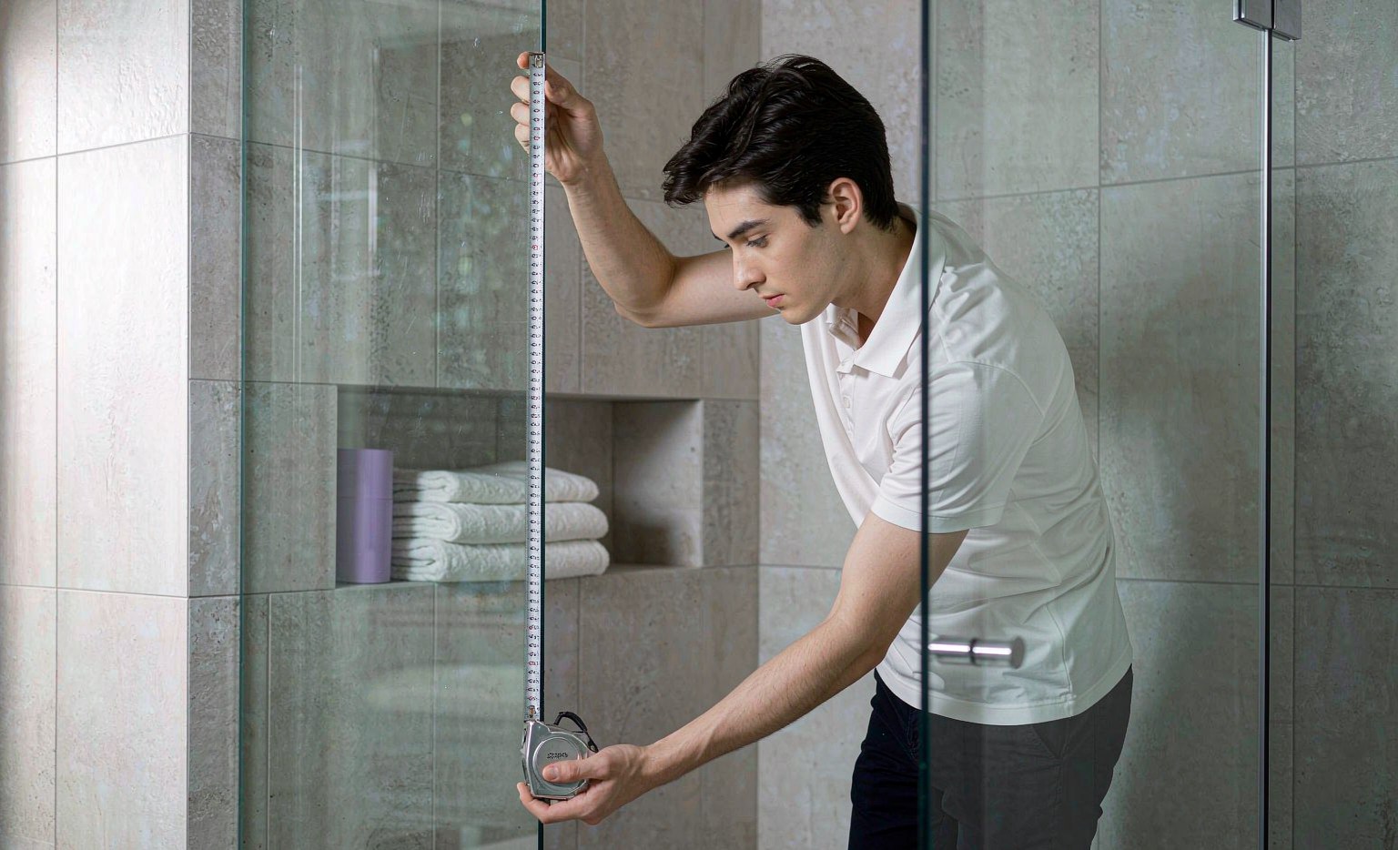 Measuring a large frameless glass shower panel