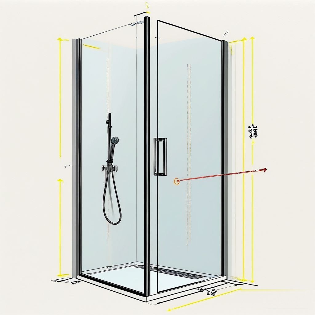 Shower door stabiliser bar installed on a glass panel