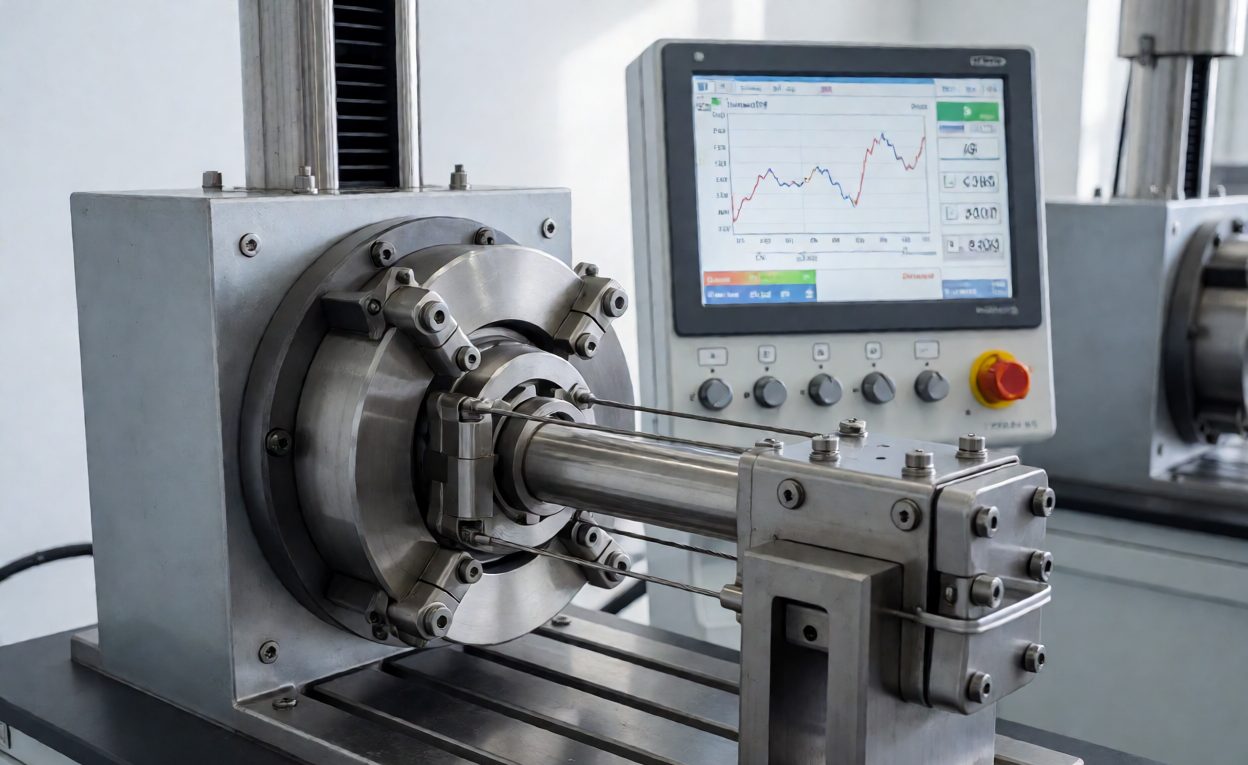 Fatigue Testing Multiple Hinges In A Laboratory Laboratory fatigue bench cycling several shower hinges with a data monitor